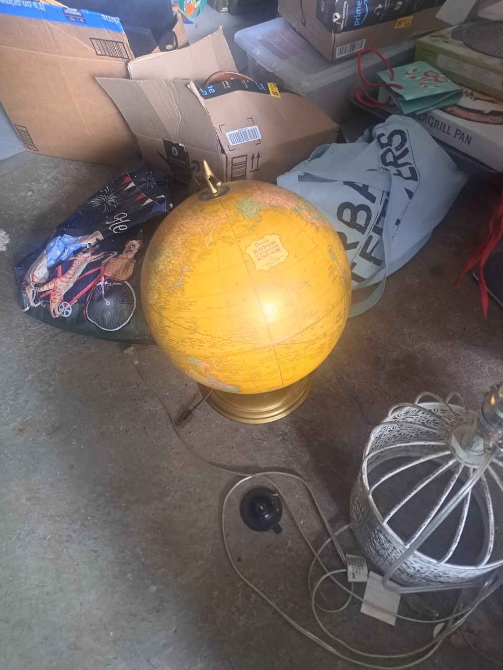 Vintage Yellow Desktop Globe on Brass Base - Home Accents
